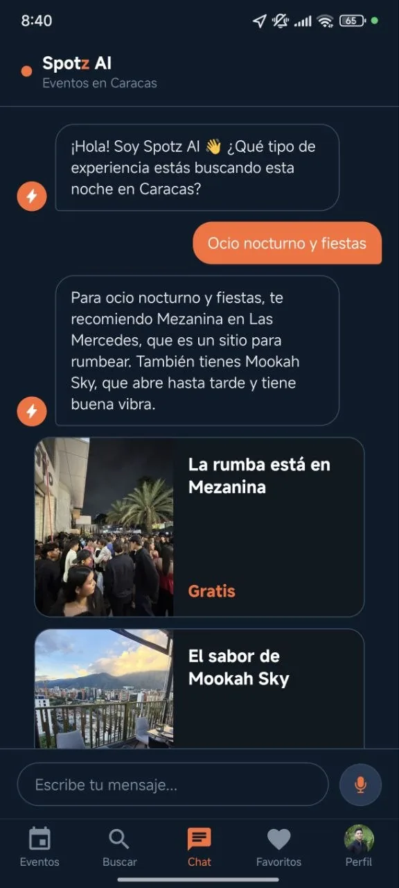 Chat con IA de Spotz